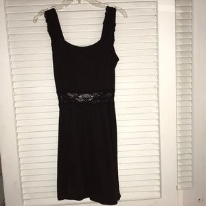 Black lace dress with open back